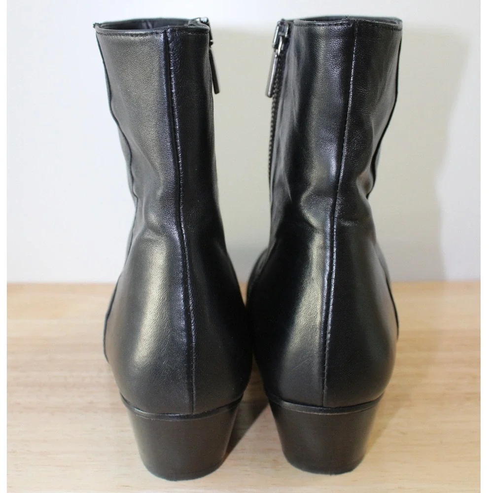 Thursday Boot Co Bijou Boot Women 8.5 Black Leather Ruched Pointed Toe - Picture 4 of 11